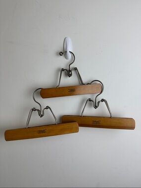Setwell Vintage Wooden Clamp Hangers Lot of 3